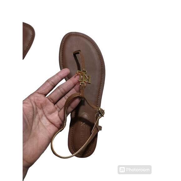 NWOT Lauren Ralph Lauren brow leather classic sandals size 8 - Picture 5 of 10